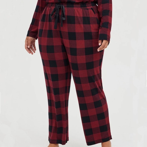 SET: Torrid Red & Black Buffalo Plaid Button Front Sleep Shirt/Sleep Pant 1X - Picture 8 of 14